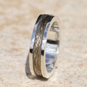 Anpassad ring för husdjurspäls, ring för husdjurspäls i sterlingsilver, ring för husdjurspäls i guld, ring för katthår, minnesring, askring, minnesring, askring för kremering