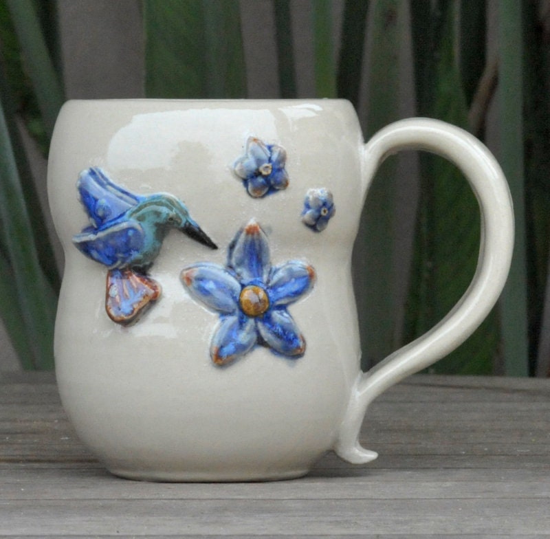 Tasse de Colibri, Tasse Faite à La Main, Jetée Roue, Grande Tasse, sur Mesure, Commande, d'oiseau, G