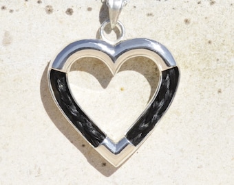 Horsehair pendant,silver horsehair pendant,memorial heart pendant,memorial pendant,ashes pendant,pet fur pendant,cremation ashes necklace