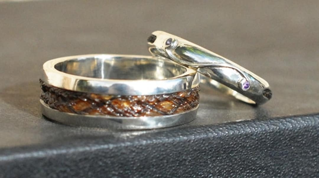 His and Hers Horsehair Wedding Bands, Wedding Rings, 9ct Gold Wedding  Rings, Rose Gold Wedding Rings, Yellow Gold Wedding Rings, White Gold
