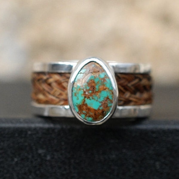 Custom horsehair ring,sterling silver  horsehair ring,rose gold horsehair ring,turquoise horse ring,horse jewellery,pet fur ring,ashes ring
