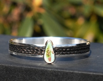 Pulsera de crin personalizada, pulsera de crin de plata esterlina, pulsera de crin turquesa, brazalete de crin, pulsera de pelo de mascota, pulsera de cenizas