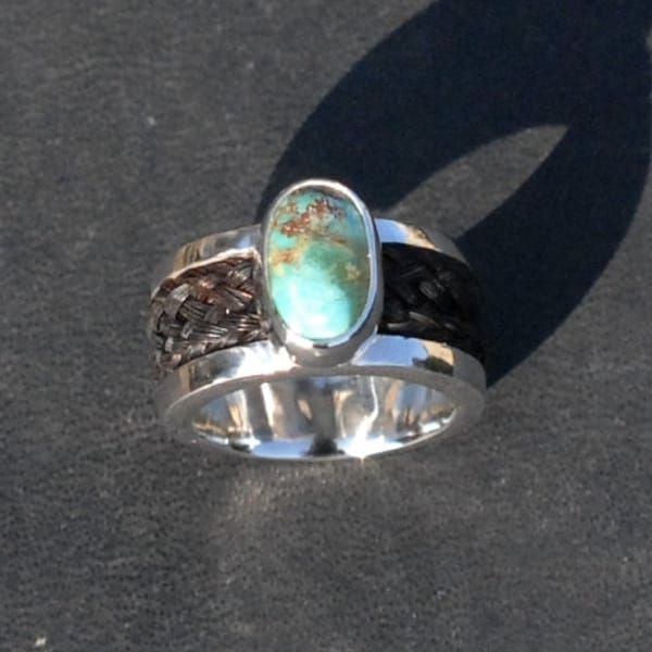 Custom horsehair ring,horsehair ring,silver horsehair ring,gold horsehair ring,pet fur ring,cremation ashes ring,memorial ring,turquoise