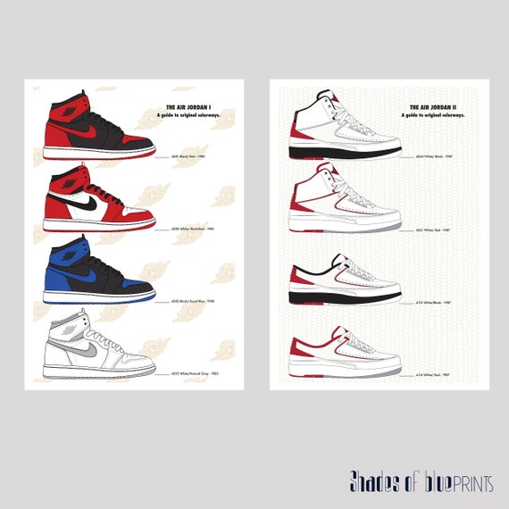 Jugar con Perpetuo enfermedad Nike Air Jordan 1 Una guía del póster original de colorways - Etsy España