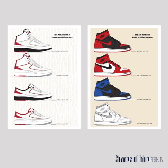 zwaarlijvigheid overschot van Nike Air Jordan 2 A Guide to Original Colorways Giclée - Etsy Norway