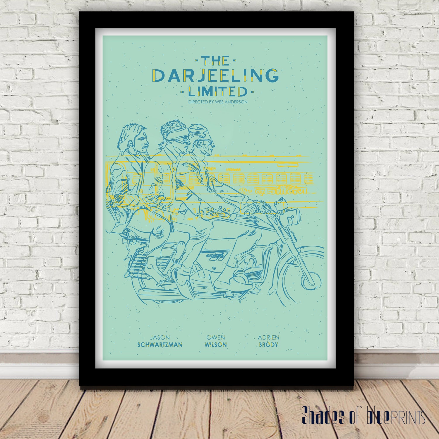 The Darjeeling Limited  (Wes Anderson) Movie Poster Line Drawing