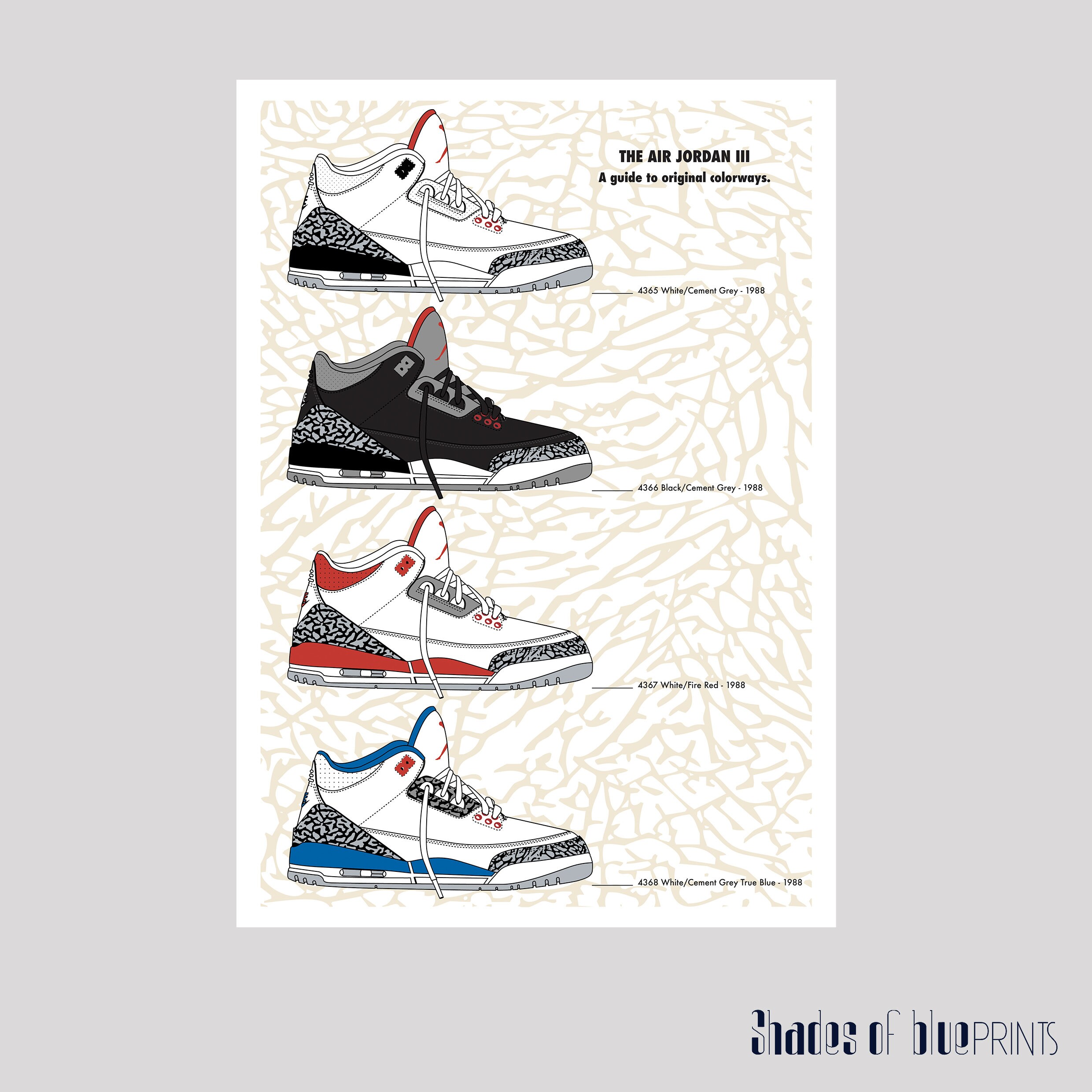 Jordan III A Guide to Original Colorways Giclée Poster | Etsy