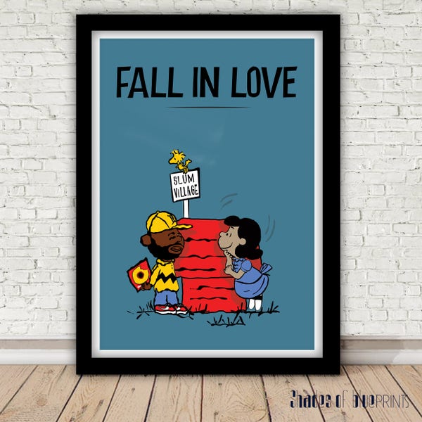 J Dilla of Slum Village with Lucy of Peanuts - Fall in Love print