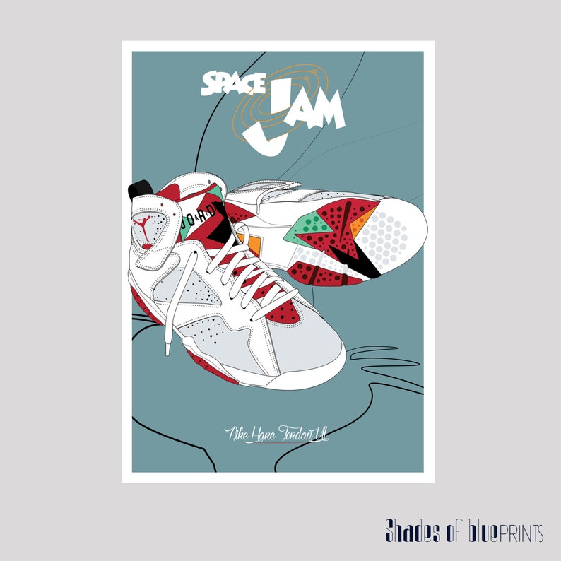 Space Jam Nike Air Jordan VII hare Giclée - Etsy