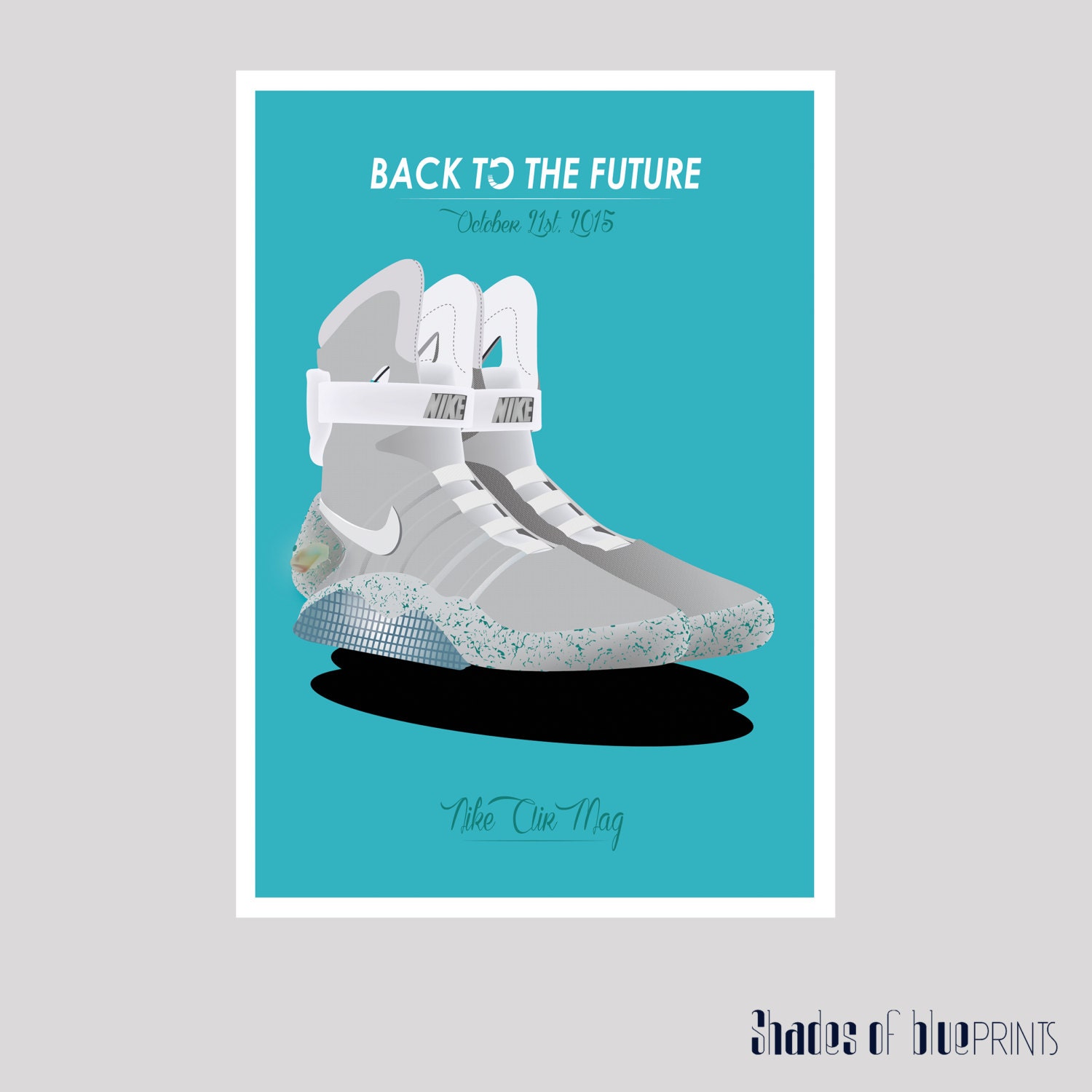 Necesito ratón equipaje Back to the Futur II Giclée Poster the Nike Air Mag - Etsy