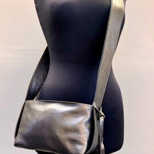 Silver (metallic) leather crossbody bag, small leather crossbody, small bag, leather bag, small purse, leather purse - The box bag