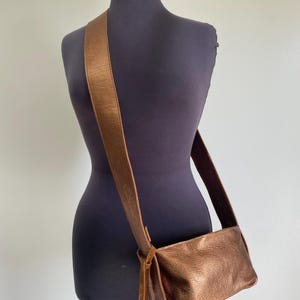 Bronze (metallic) leather crossbody bag, small leather crossbody, small bag, leather bag, small purse, leather purse - The box bag