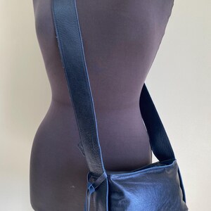 Blue (metallic) leather crossbody bag, small leather crossbody, small bag, leather bag, small purse, leather purse - The box bag