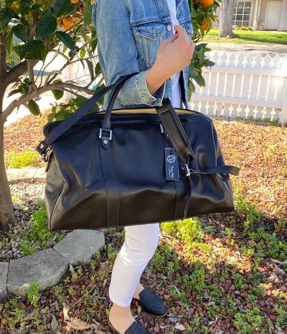Duffle Luggage Full Grain Leather Handbag Cabin Luggage Carry on Baggage Leather Tote Black Leather Bag Travel Bag Etsy