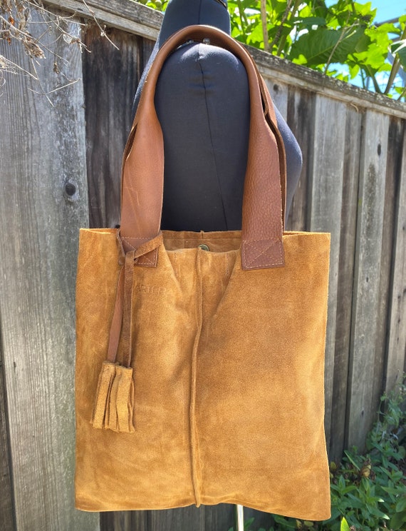 tan suede tote bag
