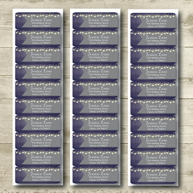 Star Light Strand Rustic Blue MATTE Personalized Return Address Label