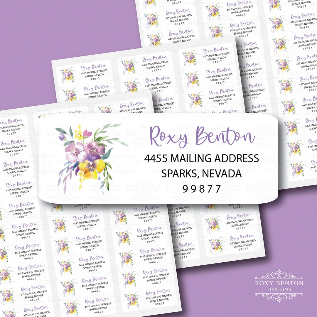 Pansy Bouquet, Floral, Watercolor Style, Return Address Label