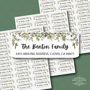 Holiday Berry Branches | Watercolor | Return Address Labels | Winter Holiday | Christmas Address Label