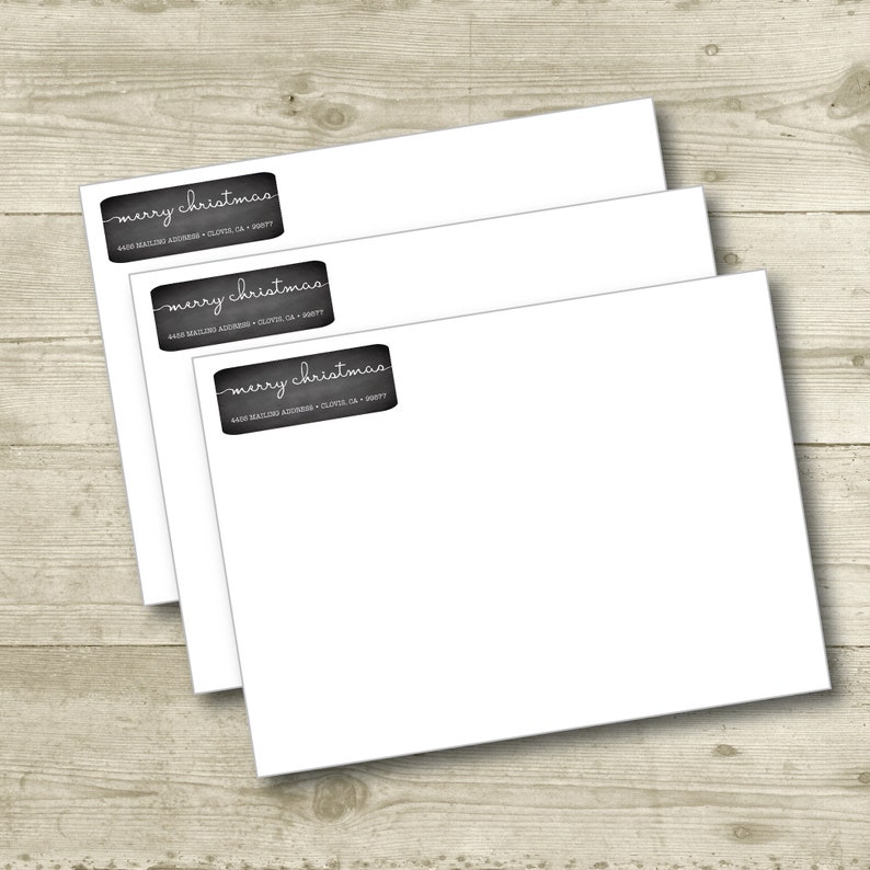 Everyday Personalized Return Address Label Merry Christmas MATTE Chalkboard Style Background All Occasions Holiday