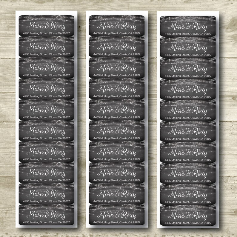 Return Address Label Chalkboard Style Background MATTE Sparkle Lights Personalized