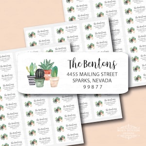 Watercolor Cactus in Pots | Succulents | Potted Plants | Adhesive Return Address Label | Personalized Stationery | All Occasions