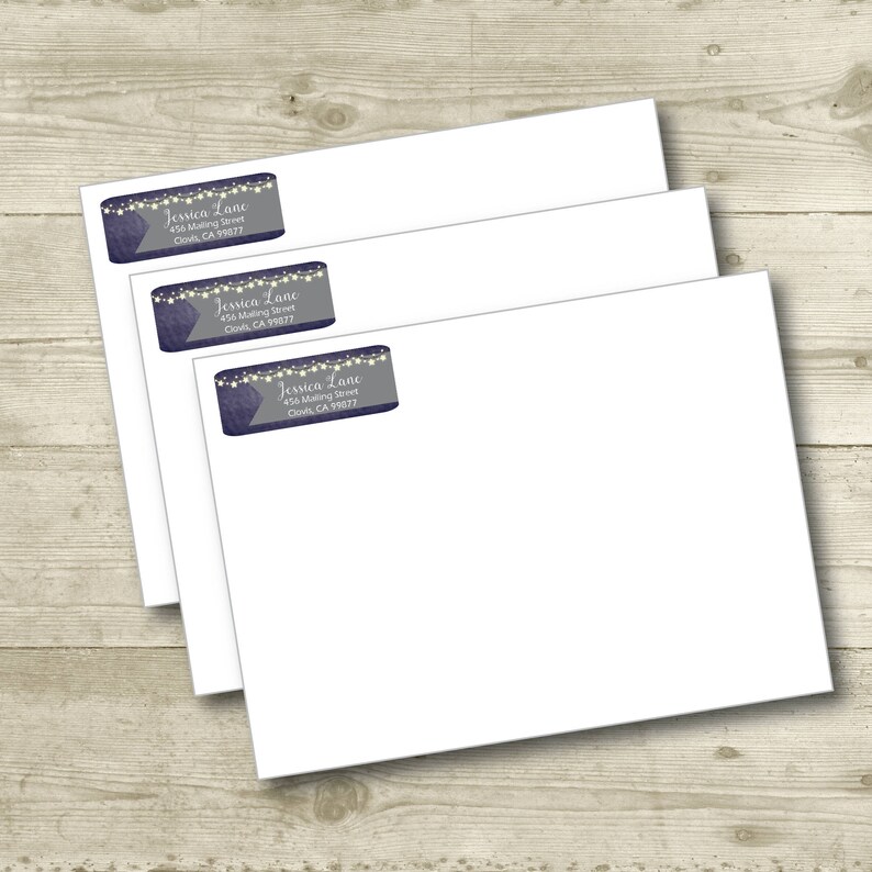 Star Light Strand Rustic Blue MATTE Personalized Return Address Label