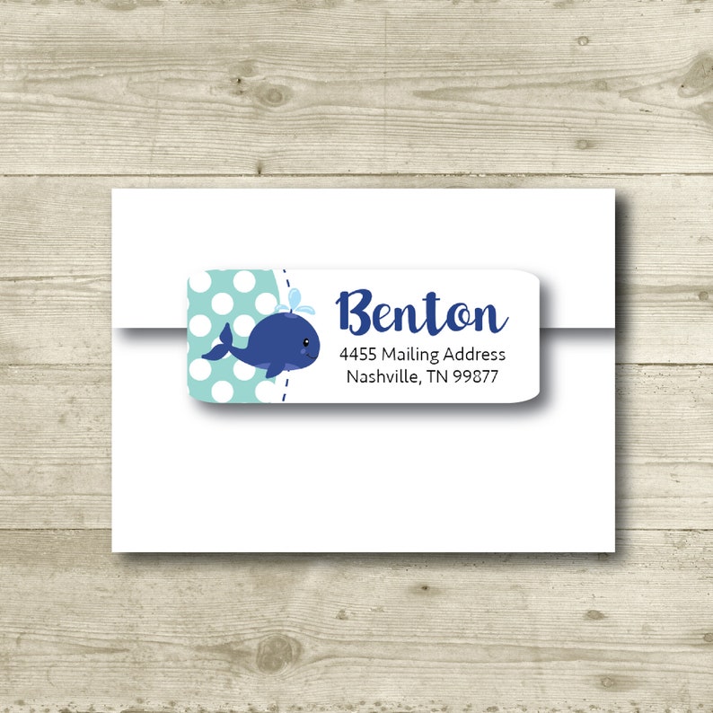 MATTE Parties Personalized All Occasions Sea Ocean Custom Label Return Address Label Blue Whale
