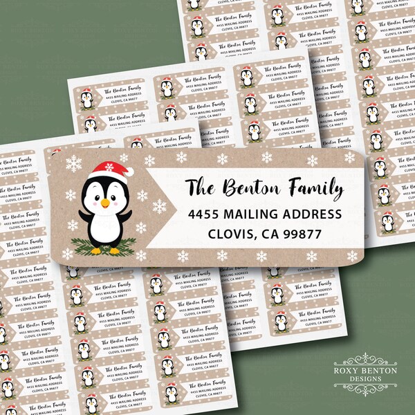 Penguin Labels Etsy