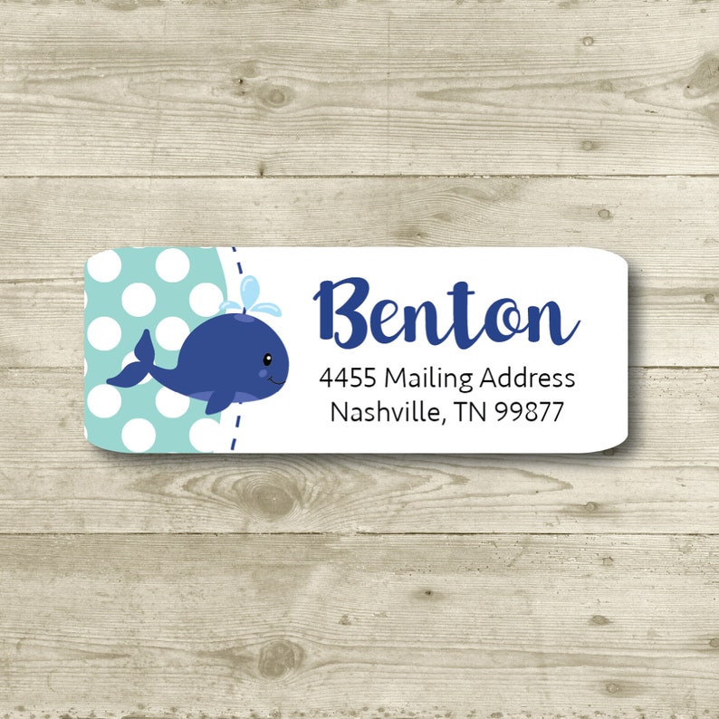 MATTE Parties Personalized All Occasions Sea Ocean Custom Label Return Address Label Blue Whale
