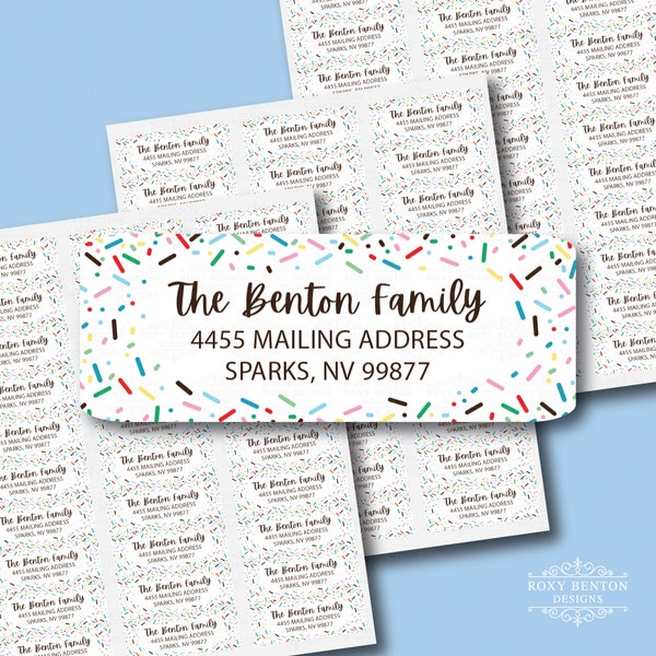 Colorful Candy Sprinkles, Celebration, Party, Sweet, Personalized Return Address Label, All Occasions, Roxy Benton Designs
