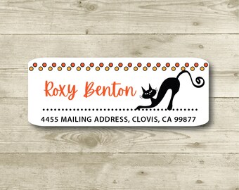 Flat-Sheet labels - Set of 240 2 x 5/8 Self-Adhesive Black Cat Small Return Address Labels 12 Designs Flat-Sheet labels - Set of 240 2 x 5/8 Self-Adhesive Black Cat Small Return Address Labels 12 Designs