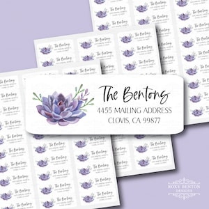 Purple Succulent, Cactus, Desert Garden, Watercolor Style, Return Address Label, Personalized, Wedding, Shower, All Occasions