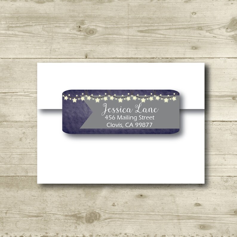 Star Light Strand Rustic Blue MATTE Personalized Return Address Label