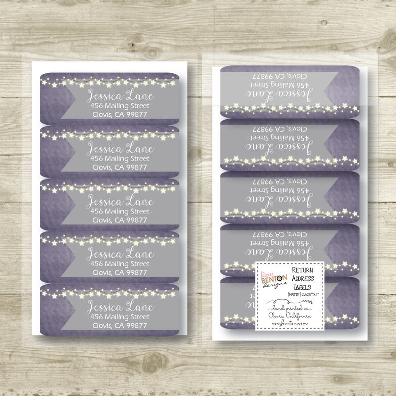 Star Light Strand Rustic Blue MATTE Personalized Return Address Label