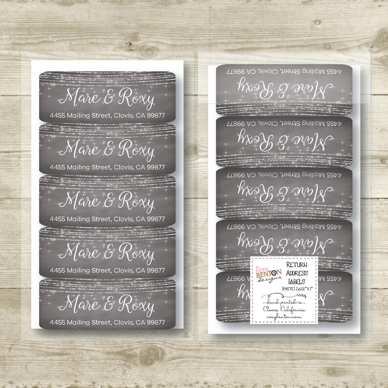 Return Address Label Chalkboard Style Background MATTE Sparkle Lights Personalized