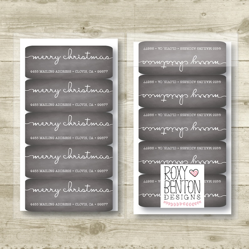 Everyday Personalized Return Address Label Merry Christmas MATTE Chalkboard Style Background All Occasions Holiday