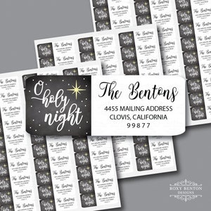 O Holy Night, Christmas, North Star, Chalkboard Background, Return Address Label, Personalized, Holiday, Mailing Label
