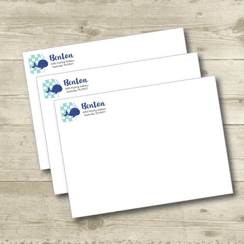 MATTE Parties Personalized All Occasions Sea Ocean Custom Label Return Address Label Blue Whale