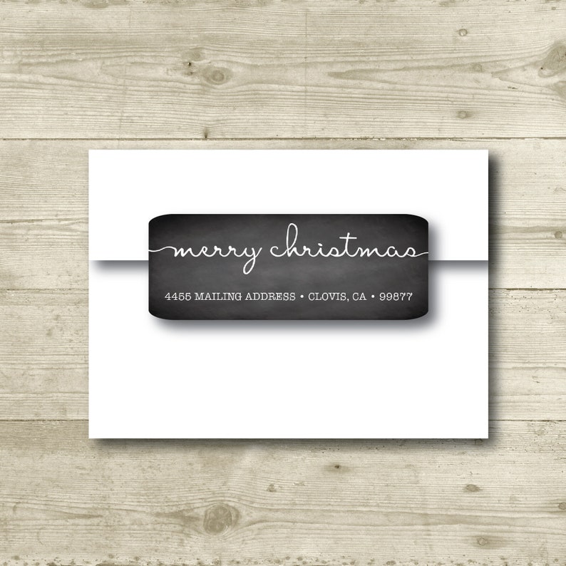 Everyday Personalized Return Address Label Merry Christmas MATTE Chalkboard Style Background All Occasions Holiday