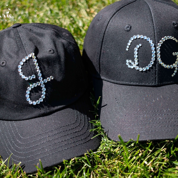 Monogrammed Adjustable Baseball Cap, Adorned with Swarovski Crystals