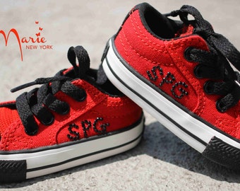 Monogrammed Converse Kids Chuck Taylor ILL OX adorned w/ Swarovski Crystals Customized To Your Liking