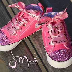 Converse Kids Chuck Taylor First Star Core Crib adorned w/ Swarovski Crystals, a Princess Crown, & Custom Handmade Shoelaces