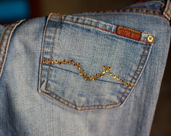 Custom Crystallized Jeans Glamoured with Swarovski Crystals on the back pockets
