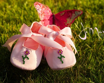 Soft Sole Mary Jane Shoes adorned with a Swarovski Crystals Flower