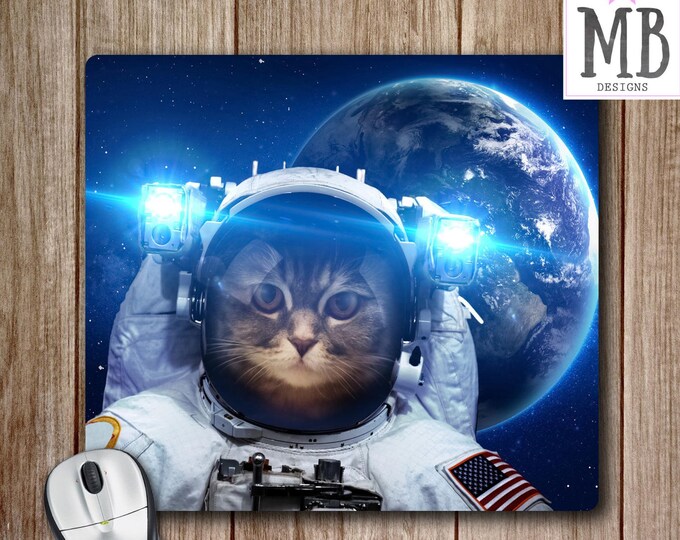 Space Cat Mouse Pad, Mouse pad, Funny Mouse Pad, Cat Lady Gift, Cat Mouse Pad, Cat in Space, Cat Lover