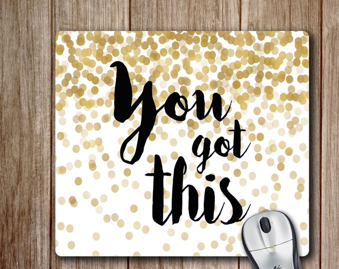 Mouse Pad, Gold White, Mousepad, Office Accessories, Desk Accessories, Gift for Her, Cute Mouse Pads, Custom Mousepad, Teacher Gifts