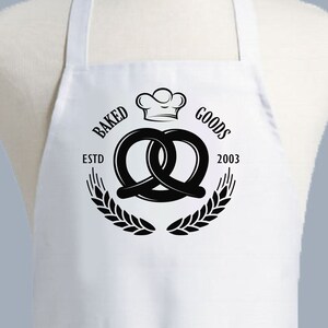 Custom Apron, Personalized Bakery Apron, Womens Apron, Mens Apron, Custom Apron, Pretzel Baker, Baked Goods