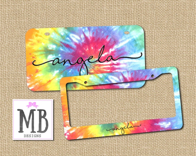 Tie Dye License, Personalized License Plate, Monogram License Plate, License plate, tie dye, gift for sister, boho gift, car gift