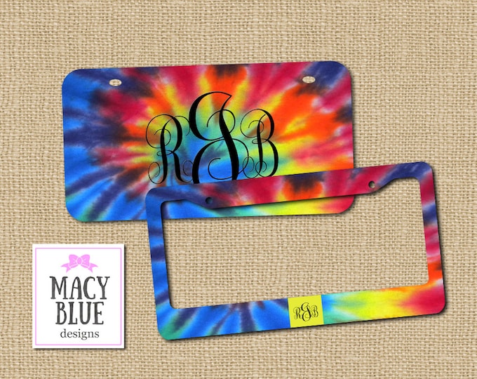 Tie Dye License, Tie Dye Gift, Monogram License Plate, License plate, Personalized License Plate, tie dye,  car gift, tie dye gift,
