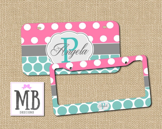 Pink license, License plate, Personalized License Plate, Monogram License Plate, car art, Vanity License Plate, girlfriend gift